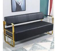 QSNYJPL Sedia Sala d'Attesa, Panchina da Ufficio Divani per il Tempo Libero con Cuscino in PU, Sedie Ufficio Ospiti con Braccioli e Schienale per Salone di Bellezza, Barbiere(Black,120cm/47in)