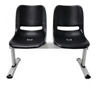 QSNYJPL Sedie Ufficio Ospiti a 2 Posti, Panchina da Ufficio con Struttura in Acciaio, Sedia Sala d'Attesa con Schienale per Salone da Barbiere, Arredamento per Bar(Black)