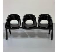 QSNYJPL Sedie Ufficio Ospiti a 3 Posti, Sedia Sala d'Attesa con Struttura in Tubi di Ferro, Panca con Schienale per Bar, Abbigliamento, Negozi, Decorazioni Fotografiche(Black)