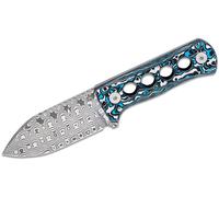 QSP Knife Canary Neck Knife Laminato Damasco Bianco Blu CF QS141-I