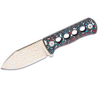 QSP Knife Canary Neck Knife Ottone Rame Damasco Rosso Bianco Blu CF QS141-H