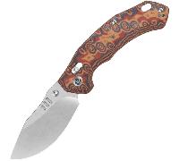 QSP Knife Elk 14C28N, Yellow-Blue-Red texture micarta Glyde lock QS173-C1