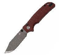 QSP Knife Kali, Blocco a pulsante, 14C28N champagne ce, G10 rosso scuro QS159-A2