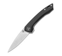 QSP Knife Leopard, Lama Satinata 14C28N, Manico in G10 con Rivestimento in Fibra di Carbonio QS135-A