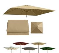 QSPNVFB 300cm Quadrato Baldacchino Per Ombrellone Da Tavolo Esterno 8 Bracci Telo Di Ricambio Per Ombrellone Giardino Palo Centrale, Copertura Per Ombrello(Khaki)