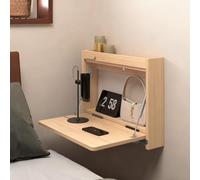 QSPNVFB Comodino Da Parete Tavolo A Scomparsa, Piccolo Tavolo Da Trucco Galleggiante, Scrivania De Computer Pieghevole Per Ufficio Soggiorno Balcone(Wood,60cm(24"))