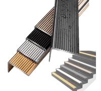 QSPNVFB Non-Slip Stair Edge Trim Strips, Aluminum L Molding Stair Nose for Indoor Outdoor, Stair Edge Protector Transition Strip Corner Guards Metal(Black,L 100 CM x W 5 CM (39'' x 2''))