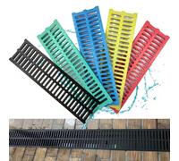QSPNVFB Plastica Griglia Di Scarico Per Esterno Giardino 50x15 50x30cm Griglia A Canale Fognaria, Stretto Scarico A Pavimento Filtri Di Drenaggio Patio(Black,50x20cm(19.5"x8"))