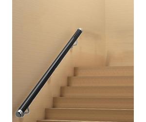 QSPNVFB Ringhiera Per Scale Da Parete Pvc Corrimano Per Gradini Antiscivolo Canna Di Supporto Passamano Per Scale Corridoi Veranda Balconi(Black)