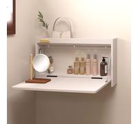 QSPNVFB Scrivania Da Parete Pieghevole, Piccolo Tavolo Da Trucco Galleggiante Invisibile, Tavolo Da Computer A Muro In Legno Per Ufficio Soggiorno Balcone(Grey,80cm(32"))