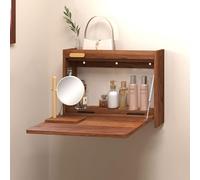QSPNVFB Scrivania Da Parete Pieghevole, Piccolo Tavolo Da Trucco Galleggiante Invisibile, Tavolo Da Computer A Muro In Legno Per Ufficio Soggiorno Balcone(Walnut,60cm(24"))