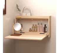 QSPNVFB Scrivania Da Parete Pieghevole, Piccolo Tavolo Da Trucco Galleggiante Invisibile, Tavolo Da Computer A Muro In Legno Per Ufficio Soggiorno Balcone(Wood,80cm(32"))