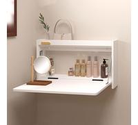 QSPNVFB Scrivania Da Parete Pieghevole, Piccolo Tavolo Da Trucco Galleggiante Invisibile, Tavolo Da Computer A Muro In Legno Per Ufficio Soggiorno Balcone(White,80cm(32"))