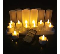 QSPORTPEAK candele LED con telecomando, 12 pz tea light senza fiamma, tremolanti come vere candele, gialle