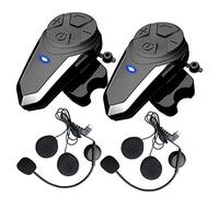 QSPORTPEAK Interfono Moto Bluetooth Coppia BT-S3 Interphone con Auricolari Bluetooth con sistema di comunicazione in tempo reale, vivavoce, radio FM e Bluetooth, impermeabili per Casco Moto (Doppia)