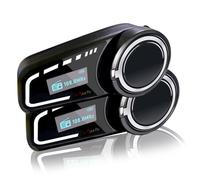QSPORTPEAK M2C Interfono Moto Bluetooth, Auricolare Bluetooth per Casco Moto con Sistema di Comunicazione fino a 6 Motociclisti, Riduzione del Rumore, Radio FM, Display LCD, IP65, Universale