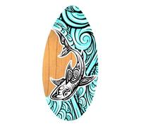QSTDGVPW Attrezzatura per Lo Skimboarding, Tavola da Legno da 37 Pollici Adatta a Tutti Utenti, Squalo D'onda