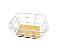 QSTDGVPW Cestino Anteriore per Bicicletta, Pratico Portapacchi con Base in Legno, Cestino per Bicicletta in Filo di Ferro, Portapacchi per Bicicletta, Cestino