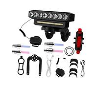 QSTDGVPW Set di Luci per Bici, Faro Anteriore per Bicicletta, Luce da Montagna, Lampada Anteriore Ricaricabile Tramite USB, Corpo Impermeabile con Display di P, a