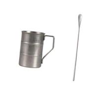 QSTDGVPW Tazza da Campeggio in Acciaio Inox, Leggera E Pratica, Ideale per caffè E Latte - per Avventure, Viaggi con Lo Zaino in Spalla, Grigio E Cucchiaio