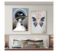 QSTGX Quadri Moderni 2 Paia Di Murales Con Motivi Per La Tavola, Sala Da Pranzo, Ristorante, Decorazione Murale, Cornice Nera in Lega Di Alluminio da 2,2cm(A,40x60cm)