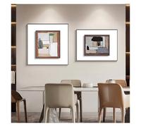 QSTGX Quadri Moderni 2 Paia Di Murales Con Motivi Per La Tavola Sala Da Pranzo, Ristorante Decorazione Murale Cornice Nera in Lega Di Alluminio(A,40x40cm+30x40cm)