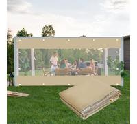 QSTGX Tenda Incatramata Trasparente per Esterni, Tende Resistenti Alle Intemperie In PVC per Pergola Patio Portico Gazebo, Pannelli Laterali In Tela Cerata Trasparente Beige (Color : Beige, Size : 2