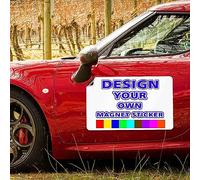 QSUM Adesivo per auto personalizzato, etichette adesive rettangolari personalizzate per auto con qualsiasi design/immagine/testo/logo, cartelli magnetici per auto, furgoni, frigorifero, veicolo, barca