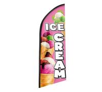 QSUM Bandiera con piume di gelato, bandiera in poliestere dai colori vivaci per aziende (asta non inclusa)