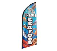 QSUM Bandiera con piume di pesce fresco, bandiera in poliestere dai colori vivaci per le aziende (asta non inclusa)
