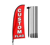 QSUM Bandiera piuma personalizzata, bandiera pubblicitaria senza vento personalizzata da 7 m con kit palo, picchetto a terra, cartello pubblicitario personalizzato per attività all'aperto e interne