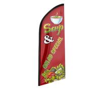 QSUM Bandiera speciale con piume per insalata di zuppa, bandiera in poliestere dai colori vivaci per le aziende (asta non inclusa)
