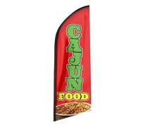 QSUM Cajun Food Feather Flag, bandiera in poliestere dai colori vivaci per le aziende (asta non inclusa)