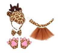 Qsvbeeqj 1/3/4/5 Bambini Animale Giraffa Costume Set Giraffa Orecchie Fascia Bowtie Tutu Coda Accessori Per Halloween Cosplay Costume