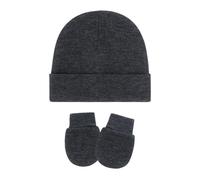 Qsvbeeqj 1 set di cappelli e guanti in cotone per neonati in morbido tessuto traspirante elastico cappello fetale pieghevole per neonati guanti in cotone e cuffia, Grigio scuro, Taglia unica