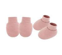 Qsvbeeqj 1 set di tessuti in cotone per neonati anti graffio mano coperto guanti e calze morbidi e traspiranti per 0-6 mesi ragazzi ragazze guanti traspiranti bambino, Taro, taglia unica