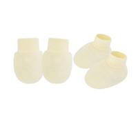 Qsvbeeqj 1 set di tessuti in cotone per neonati anti graffio mano coperto guanti e calze morbidi e traspiranti per 0-6 mesi ragazzi ragazze guanti traspiranti bambino, o, taglia unica