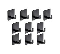 Qsvbeeqj 10 ganci adesivi resistenti con anima in alluminio aeronautico per bagno, capacità di peso di 6,8 kg, senza residui, nero opaco, per piastrelle, vetro, metallo, piccola organizzazione