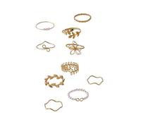 Qsvbeeqj 10 Pezzi Complicato Foglio Fiore Vintage Imitazione Perline Anelli Elegante Gioielli Alla Moda Dita Accessori Per L'usura Dita Alla Moda Dita Accessori, come descritto