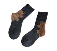 Qsvbeeqj 1Pair Calze di Lana Morbida Inverno Caldo Crews Lavorato A Maglia Spessa Caviglia Calzino Bella Boot Sock Calzetteria Per Le Donne Ragazze Regali Termici Per Le Donne, Grigio scuro, Taglia