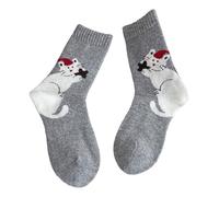 Qsvbeeqj 1Pair Calze di Lana Morbida Inverno Caldo Crews Lavorato A Maglia Spessa Caviglia Calzino Bella Boot Sock Calzetteria Per Le Donne Ragazze Regali Termici Per Le Donne, Grigio chiaro, Taglia