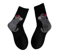 Qsvbeeqj 1Pair Calze di Lana Morbida Inverno Caldo Crews Lavorato A Maglia Spessa Caviglia Calzino Bella Boot Sock Calzetteria Per Le Donne Ragazze Regali Termici Per Le Donne, Nero , Taglia unica