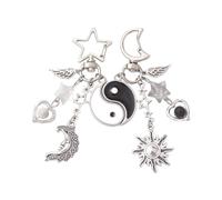 Qsvbeeqj 2PCS Luna Sole Cuore Charm Portachiavi Dolce Coppia Ciondolo Auto Portachiavi Moda Borsa Fascino Gioielli Zaino Decorazione Telefono Portachiavi Cinghia Per Le Chiavi Del Fumetto Catena