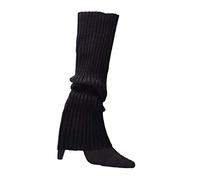 Qsvbeeqj 80s 90s Donne Ragazze Knit Pattinaggio Scaldamuscoli Arcobaleno A Righe Crochet A Costine Ginocchio Calze Per Accessori Del Partito di Halloween Accessori, Nero , Taglia unica