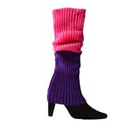 Qsvbeeqj 80s 90s Donne Ragazze Knit Pattinaggio Scaldamuscoli Arcobaleno A Righe Crochet A Costine Ginocchio Calze Per Accessori Del Partito di Halloween Accessori, D, Taglia unica