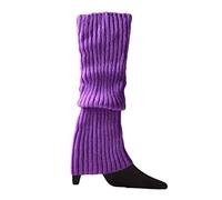 Qsvbeeqj 80s 90s Donne Ragazze Knit Pattinaggio Scaldamuscoli Arcobaleno A Righe Crochet A Costine Ginocchio Calze Per Accessori Del Partito di Halloween Accessori, Viola chiaro, Taglia unica