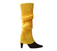 Qsvbeeqj 80s 90s Donne Ragazze Knit Pattinaggio Scaldamuscoli Arcobaleno A Righe Crochet A Costine Ginocchio Calze Per Accessori Del Partito di Halloween Accessori, Giallo, Taglia unica