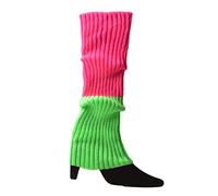Qsvbeeqj 80s 90s Donne Ragazze Knit Pattinaggio Scaldamuscoli Arcobaleno A Righe Crochet A Costine Ginocchio Calze Per Accessori Del Partito di Halloween Accessori, E, Taglia unica