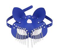 Qsvbeeqj 9 colori mezzo viso Cosplay pelle sesso con catena nappe festa in maschera costume cosplay puntelli pelle per donne uomini, Misura unica, come descritto