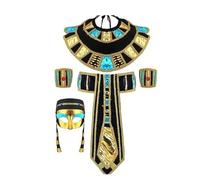 Qsvbeeqj Accessori per costume egiziano King Tuts cappello faraone copricapo braccialetti collare per Halloween faraone accessori set per feste di Halloween